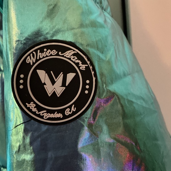 NEW White Mark Metallic Teal Blue Puffer Jacket XL w Hood New Without Tags - Picture 3 of 10